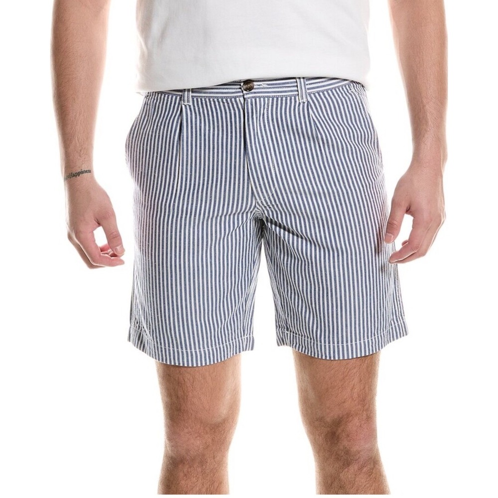 Slate & Stone Men's Striped Seersucker Shorts Blue White Casual Sz 36‎